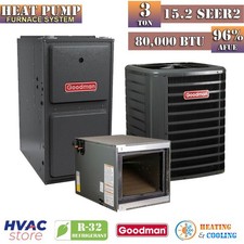 Goodman 3 Ton 15.2 SEER2 Heat Pump Furnace & ...