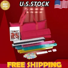 American Mah Jongg Set, 166 Tiles, Racks/Pushers, Red Bag, Full Accessories