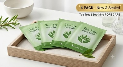 Lot of 4 Tea Tree Face Masks Soothing Pore Care Hydrating Sheet Masks Skincare