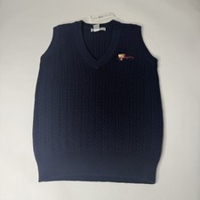 VTG Izod Club Navy President Cup Golf Cable Knit V-Neck Sweater Vest Women S NWT