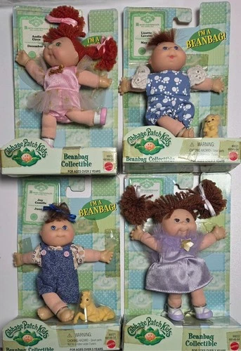 Cabbage Patch Kids Bean Bag Collectible, Vintage Mattel 1998, set of 4 dolls