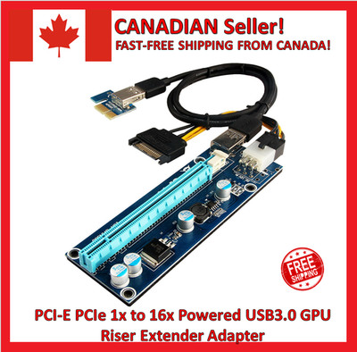 PCIe 1x to 16x Ver006C GPU Riser USB 3.0 Powered Mining Adapter NEW