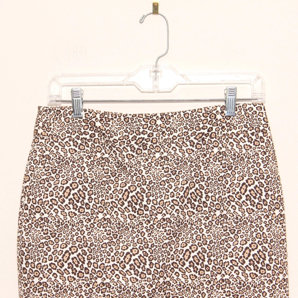 Falda lápiz delgada con estampado de leopardo Liz Claiborne talla 4 mezcla de algodón/seda Foto 4 de 4