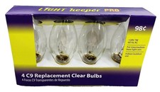 C9 Clear Christmas Light Bulbs 7W Replacement Indoor Outdoor Vtg Village 4 pack
