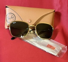 Ray-Ban RB 3720 Geometric Gold Sunglasses Green Lens Lightweight Women