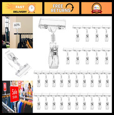 30 PCS Clear Sign Clips - Double Sided Plastic Holders for Retail Display, Price