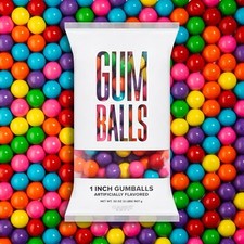 Assorted 1-Inch Gumballs Kosher Certified 2lb Bag for Machines or Refills