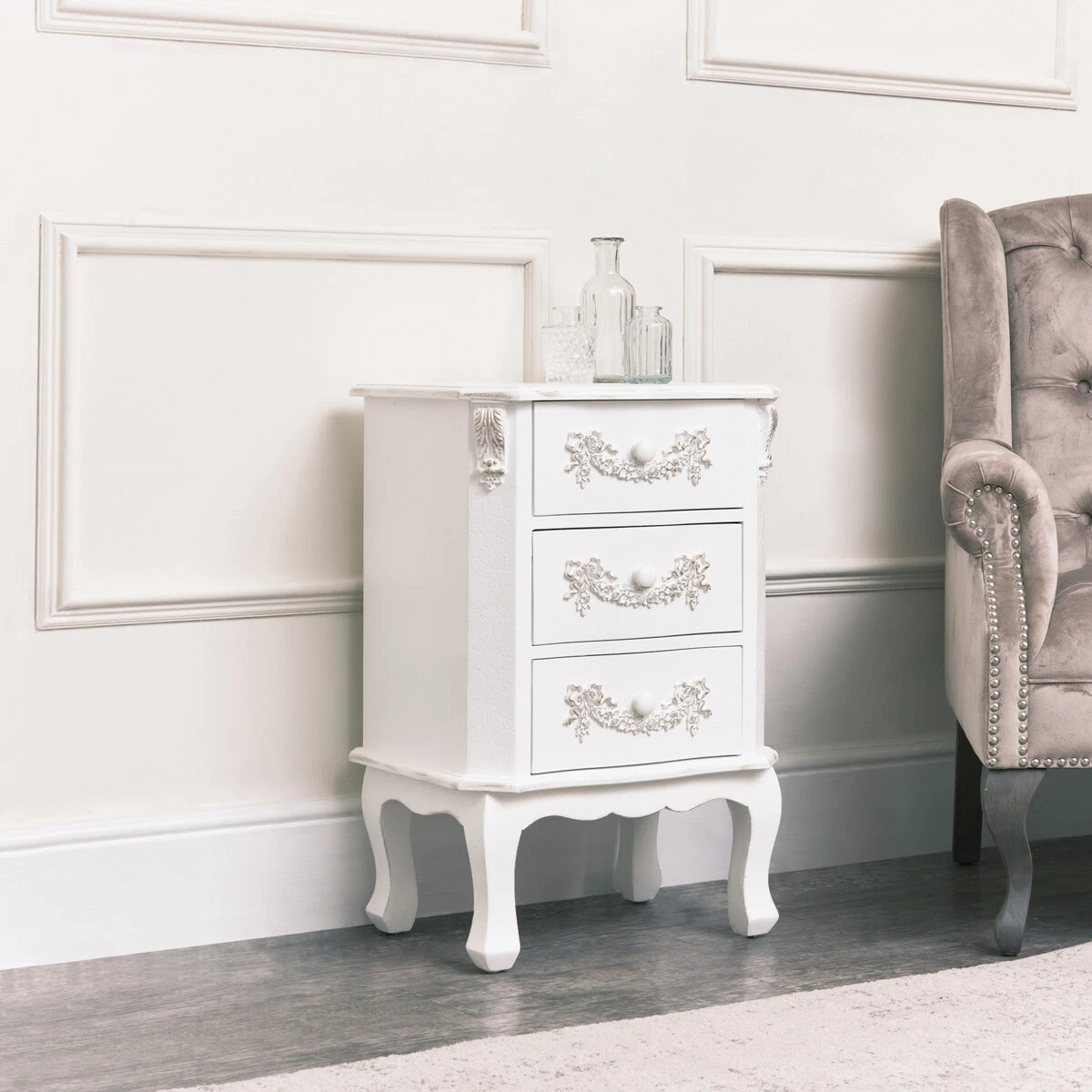 Shabby chic bedside sale cabinets