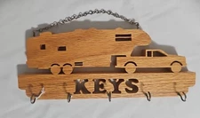 Motorhome RV Camper Key Rack Hanger Holder Wall Mount 4 Hooks Solid Wood