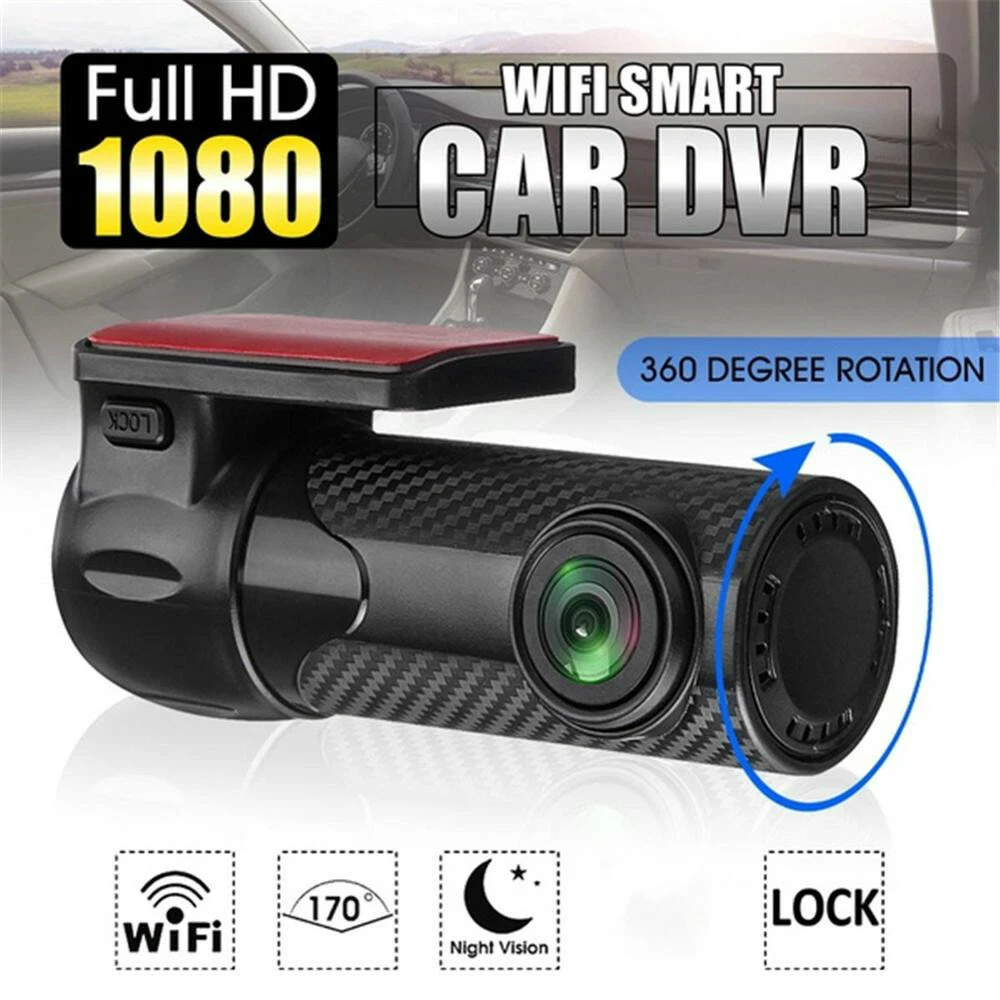 WiFi Car DVR Dash Camera HD 1080P 170 Degree Wide Angle 360° Rotation Mini Vehicle  Video Recorder APP Monitor Night Vision for IOS Android Phone 