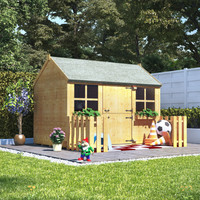 Childrens Wooden Playhouse Kids Single Storey W/ Windows Optional Picket Fence Childrens Wooden Playhouse Kids Single Storey W/ Windows Optional Picket Fence