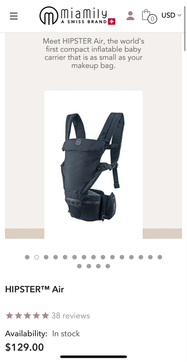 NIB MiaMily Hipster Air Inflatable $129 Infant Baby Carrier Sling NEW!