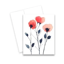 12 All Occasion Notecards Blank w/ Envelopes - Watercolor Wildflower Cards