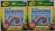 Lot of 2 Crayola Washable Window  Marker Great For All Glass Surfaces 8 Each