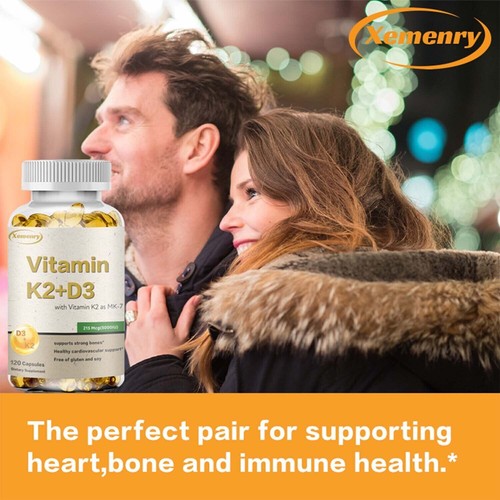 Cápsulas de vitamina K2 + D3 5000 UI - Extra fuerza para la salud ósea y - Foto 4 di 14