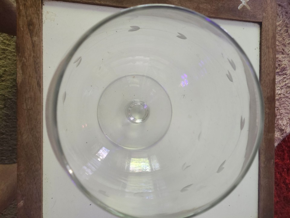 Vintage Large Brandy Snifter Terrarium Fish Bowl Tip Jar Etched Glass 9