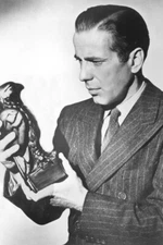 Humphrey Bogart holds The Maltese Falcon 8x10 real photo