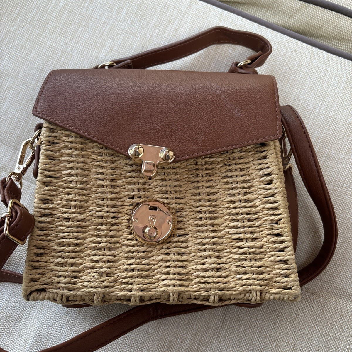 Sunny Straw Over Flap Crossbody Bag | eBay
