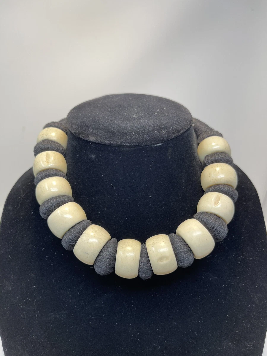 Subtle & Sophisticated Carved Bone Bead Necklace – Gem Set Love