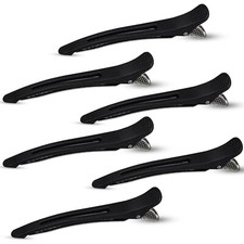 6 Pcs No Crease Hair Clips for Styling with Silicone Band, Professional Flat ...