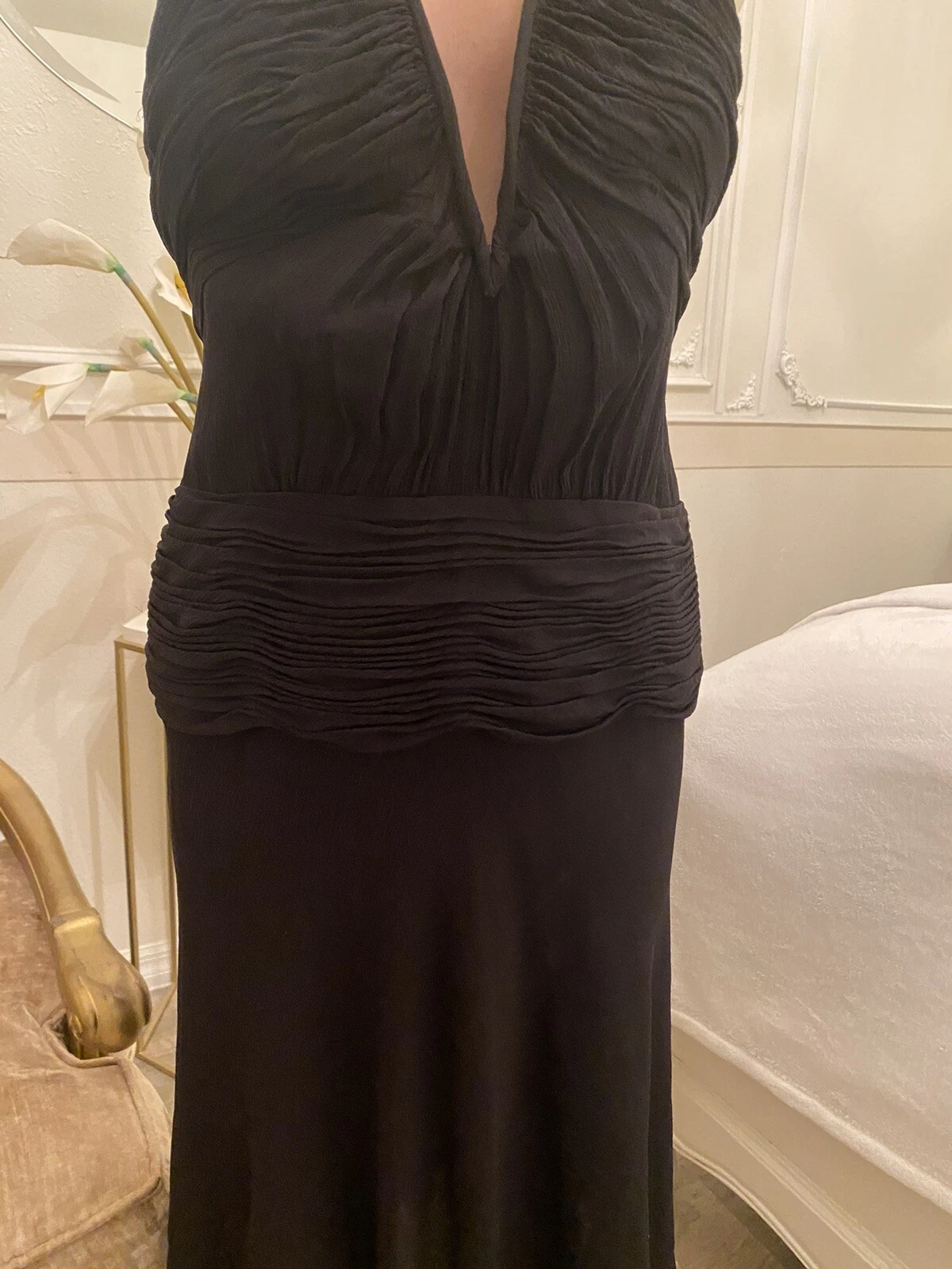 Abito Gianni Versace Vintage Nero Seta M L Made In Italy Taglia 12 46