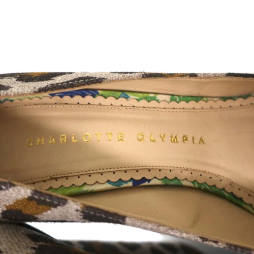 Charlotte Olympia Carmen Platform Wedge Pumps Leopard Print Canvas Size 36 - Picture 9 of 11