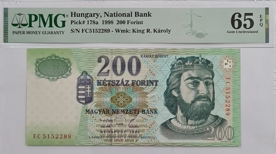 1998 HUNGARY 200 Forint PMG65 EPQ GEM UNC 【P-178a】 - Image 3 of 4