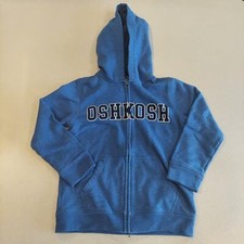 OshKosh B'gosh Hoodie Sweatshirt Boys Size 8 Blue Full Zip Long Sleeve