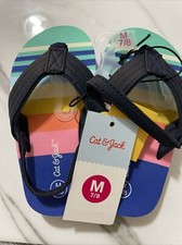 Cat And Jack Girls Boys Medium 7/8 Comfortable Slip On Flip Flop Rainbow Colors