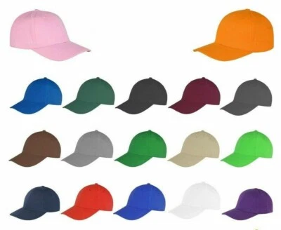 Plain Boys Mens Womens Baseball polyester Cap Adjustable Peak Sport Summer Caps