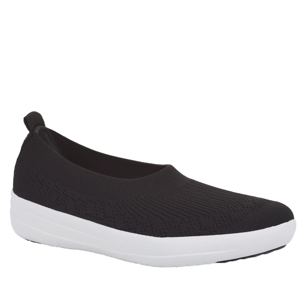 FitFlop Womens UBERKNIT BALLET Flats Black on White Slip On Comfort Shoes NEW