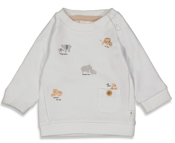 Sweater In Weiß Mit Baby Wildtieren Bedruckt Unisex Kollektion Von Feetje-image