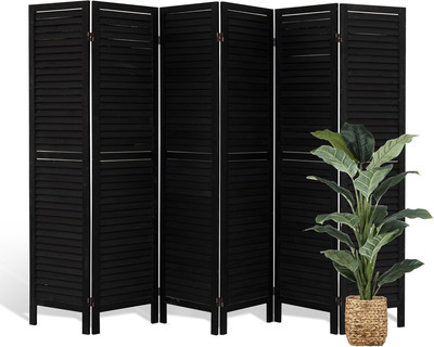 Room Divider, 5.6FT Wood Room Divider Panel 6 Panel Folding Room Divider, Louver