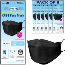 [6pcs] Happy Life , Good Day kf94 Black face mask Adult Size