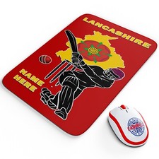 Personalised Lancashire Cricket Mouse Mat Office Work Mouse Pad Mens Gift CRI08