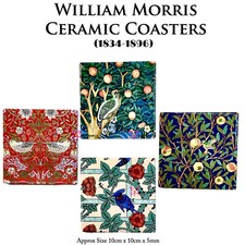 Image of William Morris Set Of 4 Fine China Coasters inc Strawberry Thief Coaster Ceramic