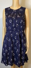 Marc Jacobs Navy cotton voile W/ white floral print dress SZ 2