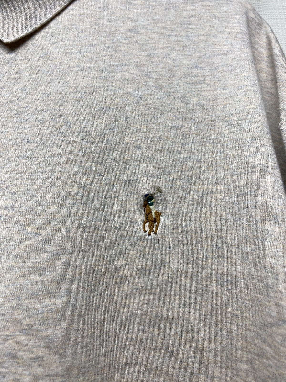 Polo Ralph Lauren camicia uomo taglia 2XB beige manica corta colletto polo carne pony