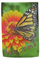 Welcome Garden Flag Monarch Butterfly Double Sided Yard Decor Banner