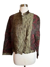 CITRON SANTA MONICA Jacket M Brown Mixed Print Japanese Jacquard