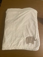Carters Blue Baby Blanket Gray Elephant Corner Soft Plush Lovey Security 40x32