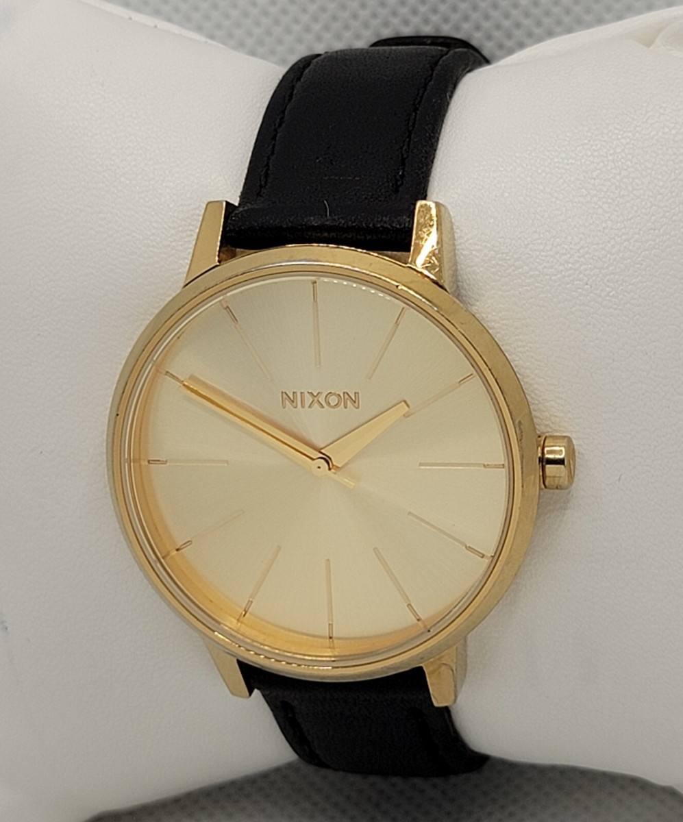 Nixon Movin’ Out The Kensington Gold Watch Case Black Leather Strap Nixon The Kensington Watch - Movin main image 4