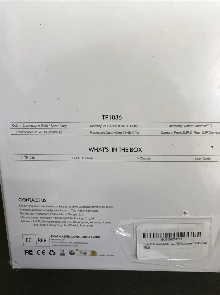 MERRYROYAL TP1036 10.4" inch 32GB Android 11 Quad Core 6000mAh 1332x800 Tablet - Image 2 of 2