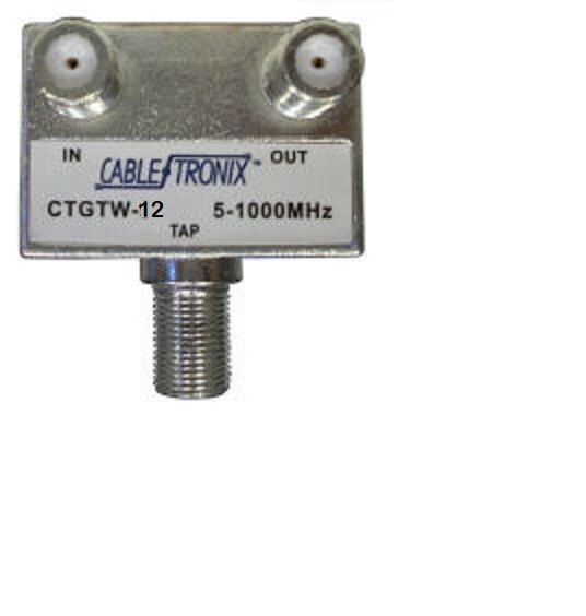 Coaxial cable tap, Single port, 90 Degree wall plate style, 51,000 MHz