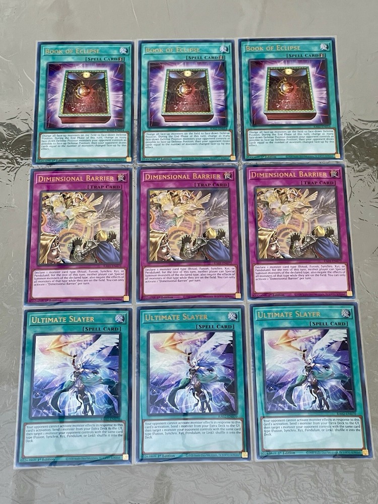 3x Ultimate Slayer + 3x Book of Eclipse + 3x Dimensional Barrier | YuGiOh!