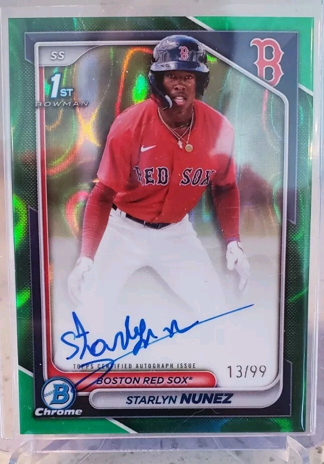 2024 Bowman Chrome 1st Prospect Auto Green Lava Refractor  /99 Starlyn Nunez RC