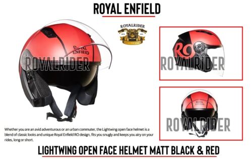 Convient au casque ouvert Royal Enfield "LIGHTWING, noir et rouge mat - Photo 1 sur 10
