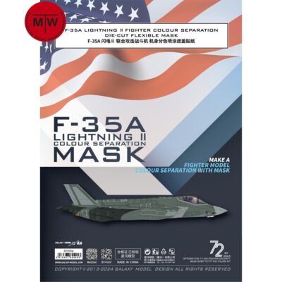 1/72 F-35A Lightning II Fighter Color Separation Mask for Italeri 1464 Model Kit
