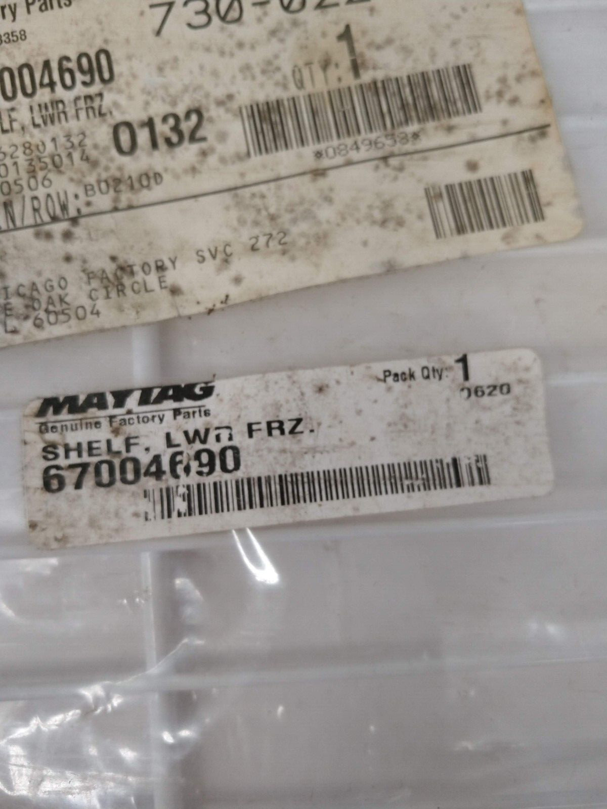 OEM Genuine Maytag Refrigerator Freezer Lower Wire Shelf Rack, Part #67004690