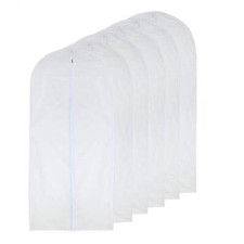6Pc Garment Bags Clear Covers w/ Zipper for Closet Storage Hanging Clothes Suits